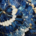 Blue Glass And Gold Mosaic With Kinetic Patterns And Fine Feather Details Royalty Free Stock Photo