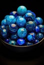 blue glass marbles arranged artistically Royalty Free Stock Photo