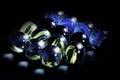 Blue glass marbles. Royalty Free Stock Photo