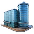 Blue glass modern office building with rounded tower and rectangular block image Royalty Free Stock Photo