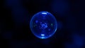Blue glass orb abstract, sphere shape, light and shadow play, reflective Generative AI Royalty Free Stock Photo
