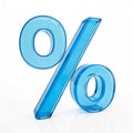 Blue glass percent sign isolated on white background Royalty Free Stock Photo
