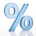 Blue glass percent sign isolated on white background Royalty Free Stock Photo