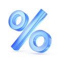 Blue glass percent sign isolated on white. % , percentage concept Royalty Free Stock Photo