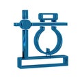 Blue Glass test tube flask on stand icon isolated on transparent background. Laboratory equipment.