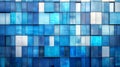 Blue glass tile wall with abstract rectangular pattern in urban architecture design. Royalty Free Stock Photo