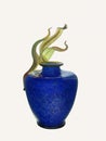 Art Blue Glass Vase Isolated Sculpture