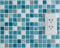 Blue glass wall mosaic for texture background Royalty Free Stock Photo