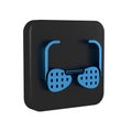Blue Glasses for the blind and visually impaired icon isolated on transparent background. Black square button.
