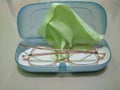 Blue glasses case Protects glasses from bumps and scratches