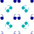 Blue Glasses icon isolated seamless pattern on white background. Eyeglass frame symbol. Vector Royalty Free Stock Photo