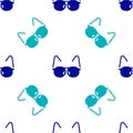 Blue Glasses icon isolated seamless pattern on white background. Eyeglass frame symbol. Vector Royalty Free Stock Photo