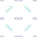 Blue Glasses for swimming icon isolated seamless pattern on white background. Goggles sign. Diving underwater equipment Royalty Free Stock Photo