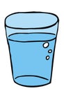 Blue glassful with water, vector icon