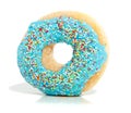 A blue glazed donut Royalty Free Stock Photo