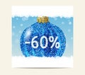 Blue glitter christmas ball for christmas sale Royalty Free Stock Photo