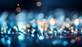 Blue Glitter With Golden Christmas Lights Royalty Free Stock Photo