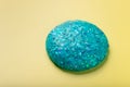 Blue glitter slime. sticky flexible substance
