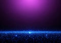Blue Glittering Particles on Purple Gradient Background Royalty Free Stock Photo