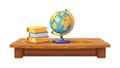 Blue Globe and Books on Wooden Table, vector design Generative AI Royalty Free Stock Photo