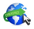 Blue globe and cursor cyberspace concept Royalty Free Stock Photo