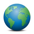 Blue globe with green continents - vector