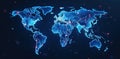 Blue globe, interconnected network lines Global connection, digital world , futuristic, blue