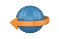 Blue Globe with Orange Arrow Symbolizing Global Connection and Movement Royalty Free Stock Photo