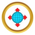 Blue globe and red arrows icon Royalty Free Stock Photo