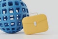 Blue Globe and Yellow Briefcase on White Background Royalty Free Stock Photo