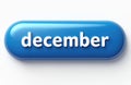 Blue glossy button with white text spelling december. Isolated on white background, this graphic element signifies the final Royalty Free Stock Photo