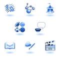 Blue glossy category education web icons Royalty Free Stock Photo