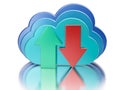 Blue glossy cloud and upload download arrows Royalty Free Stock Photo