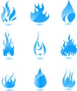 Blue glossy fire icon. Big set Royalty Free Stock Photo