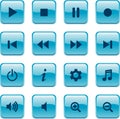 Blue glossy media buttons