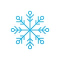 Blue glossy ornamental snowflake three dimensional realistic vector illustration
