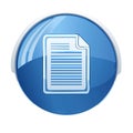 Blue glossy round button with a white document icon representing files or data Royalty Free Stock Photo