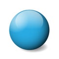 Blue glossy sphere, ball or orb. 3D vector object with dropped shadow on white background Royalty Free Stock Photo