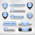 Blue Glossy Web Elements Button Set. Royalty Free Stock Photo