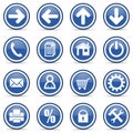Blue glossy web icons set Royalty Free Stock Photo