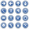 Blue glossy web icons set Royalty Free Stock Photo