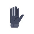 Blue glove hand showing number five gesture icon Royalty Free Stock Photo