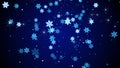 Blue glow snowflakes falling