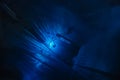 Blue glow water of nuclear reactor core powered, caused by Cherenkov radiation, fuel plates industrial uran Royalty Free Stock Photo