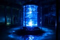 Blue glow water of nuclear reactor core powered, caused by Cherenkov radiation Royalty Free Stock Photo