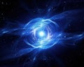 Blue glowin quasar in deep space.