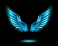 Blue glowing angel wings