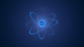 Blue Glowing Atom Model Spinning Scientific Concept Royalty Free Stock Photo