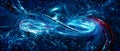 Blue glowing broken infinity in space