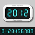 Blue glowing digital numbers - new year 2012 Royalty Free Stock Photo